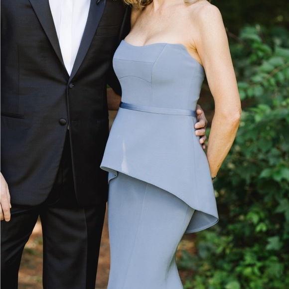 Romona Keveza Light Blue Strapless Mother of the Bride Gown Maxi Dress size 4 - Picture 5 of 9